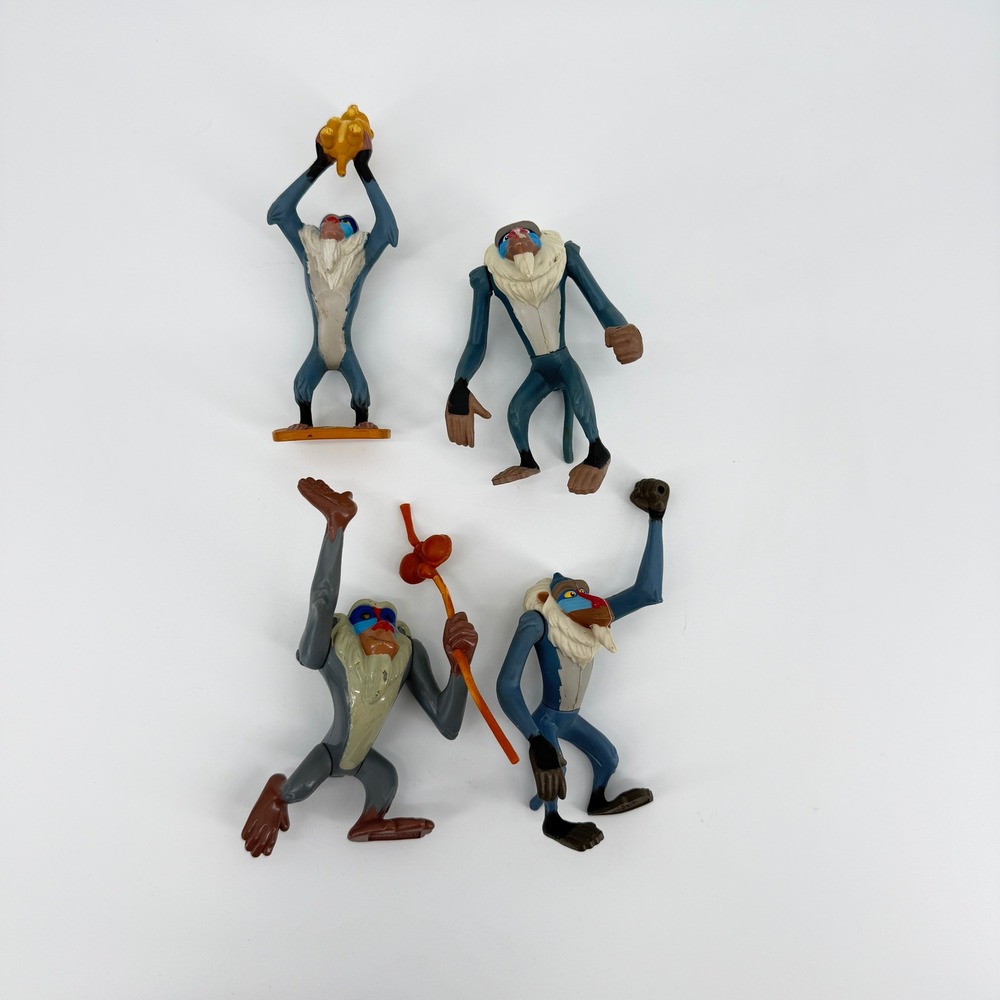 Vintage 1990's Disney Rafiki Action Figures Blue, Lot of 4!